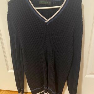 Etro Men's Dark Blue V-Neck Sweater